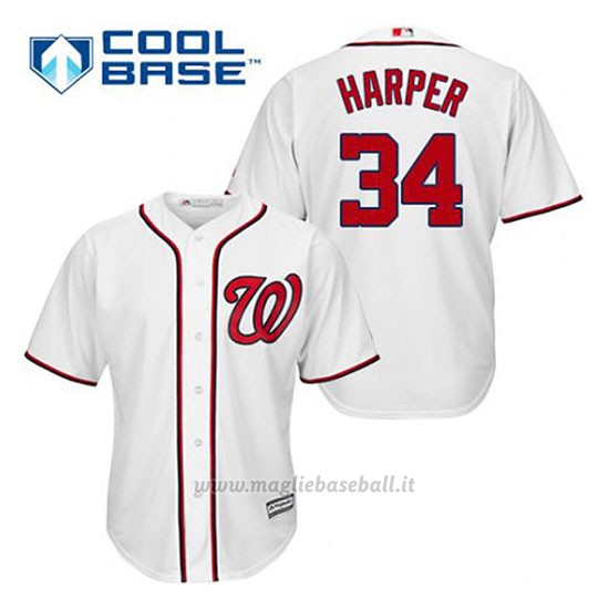 Maglia Baseball Uomo Washington Nationals Bryce Harper 34 Bianco 1ªCool Base